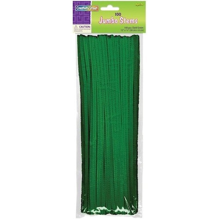 Pacon Chenille Stems, Jumbo, 6mm x 12in L, Green, 100PK PAC711008